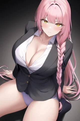 긴 머리, 브레이드, 위에서, 명작, 정장, 속옷